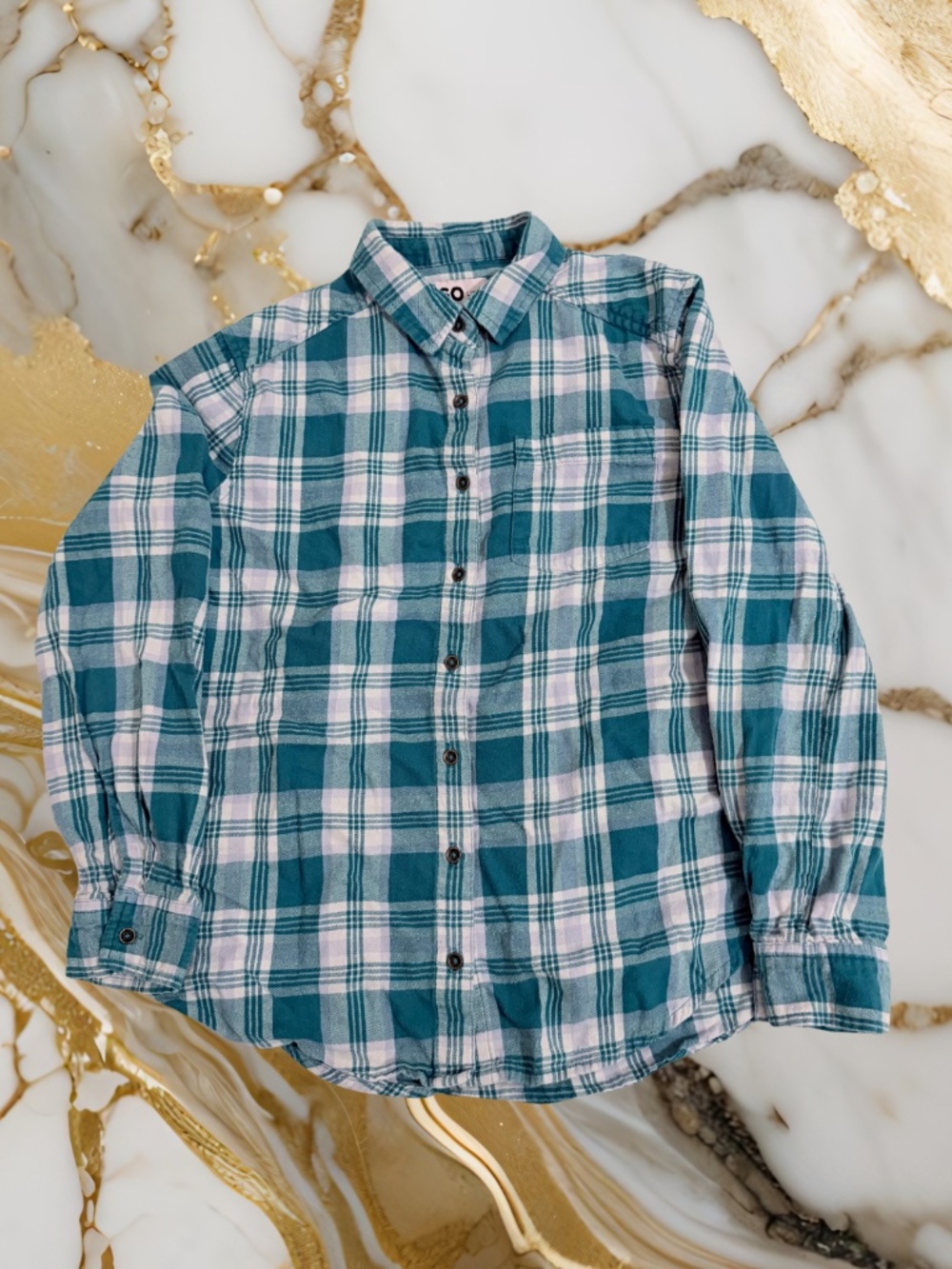 Girls Cat & Jack light blue button down shirt size 10/12